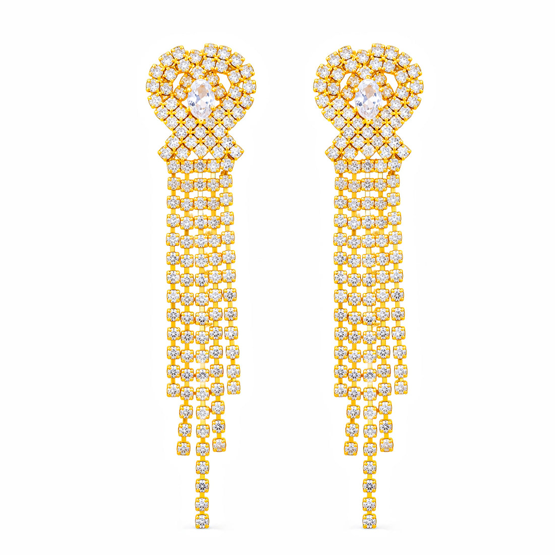 PRAO Earrings Anti-Tarnish Heart Crystal Chain Dangle