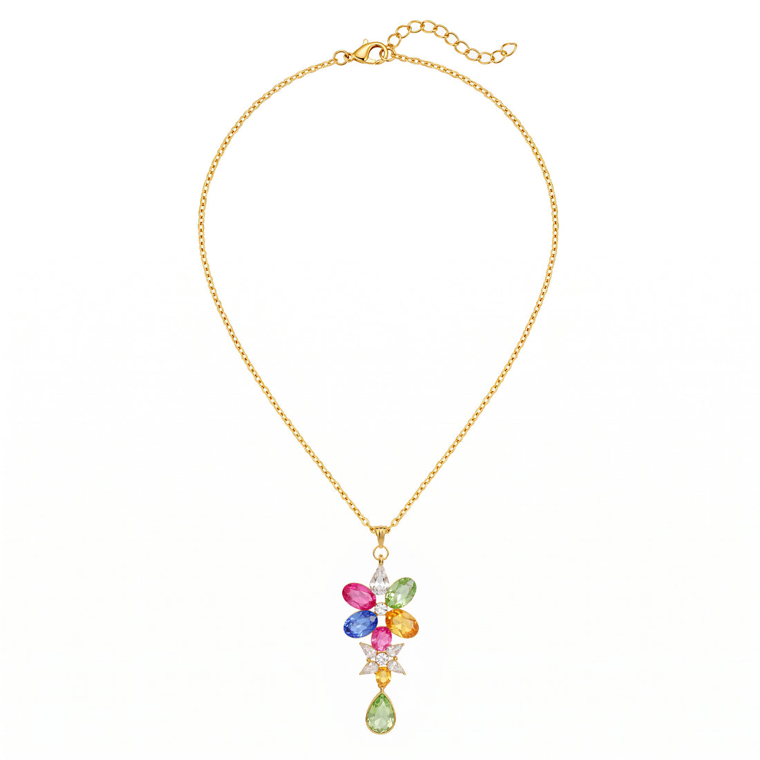 PRAO Necklace Anti-Tarnish Multicolor Flower Pendant