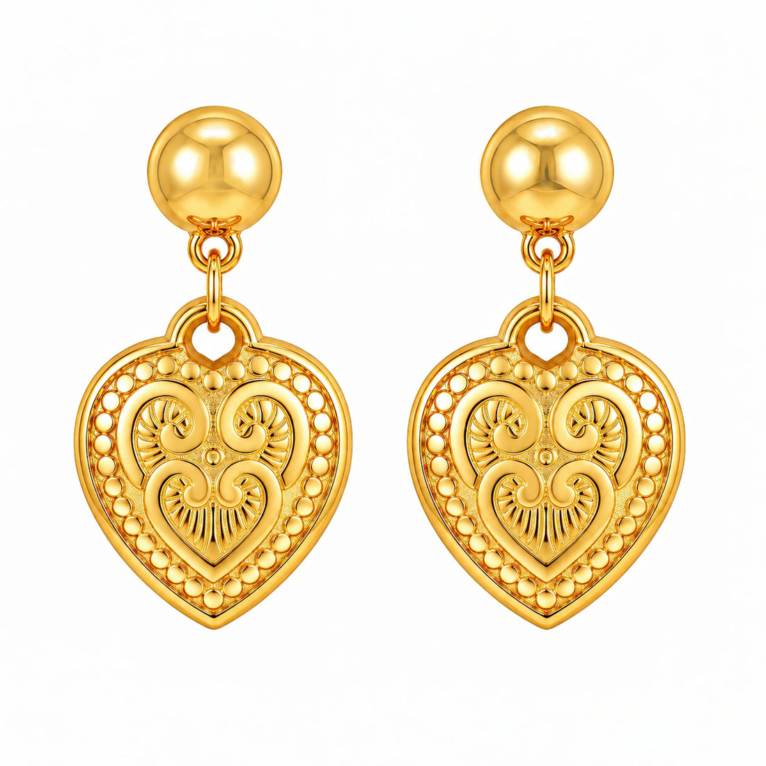 PRAO Earrings Anti-Tarnish Puffy Heart Danglers