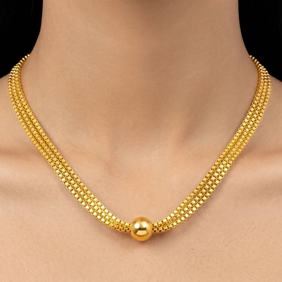 PRAO Necklace Anti-Tarnish Gold Plated Layered Set