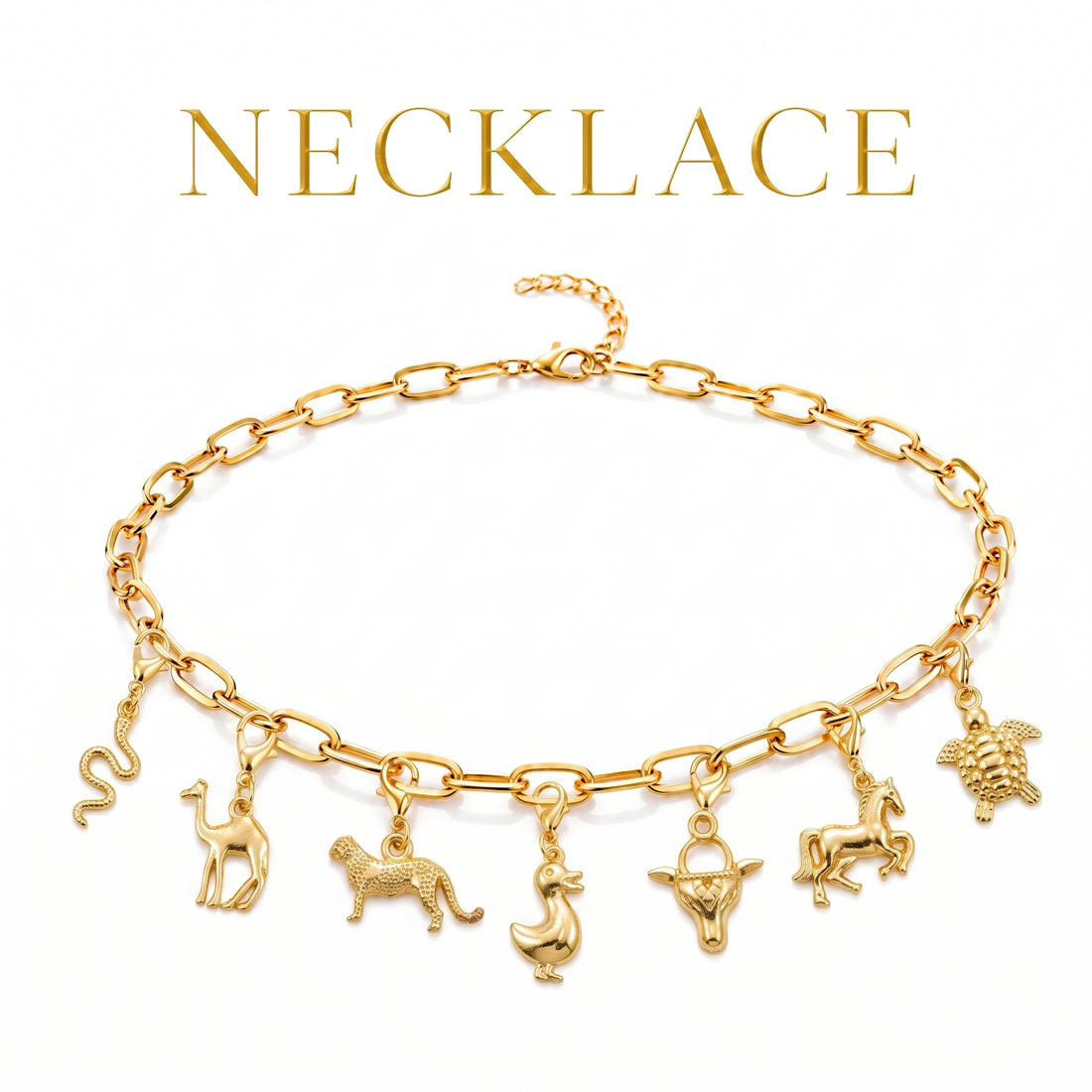 PRAO WILD CHARMS COMBO ✨ Anti-Tarnish Gold Plated Necklace, Bracelet, Ring, Earrings & 7 Detachable Charms (Complete Set)