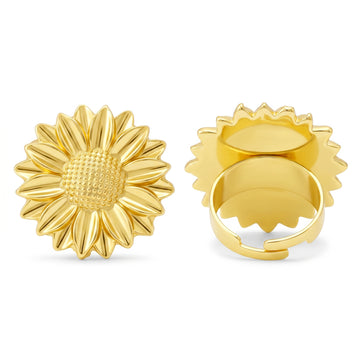 PRAO Ring Anti-Tarnish Golden Flower (Adjustable Size)
