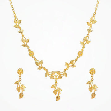 PRAO Necklace Anti-Tarnish Gold Plated Set With Earrings