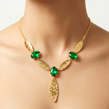 PRAO Necklace Anti-Tarnish Marquise Crystal Statement