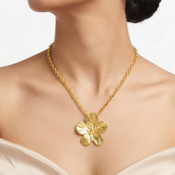 PRAO Necklace Anti-Tarnish Plumeria Flower Pendant