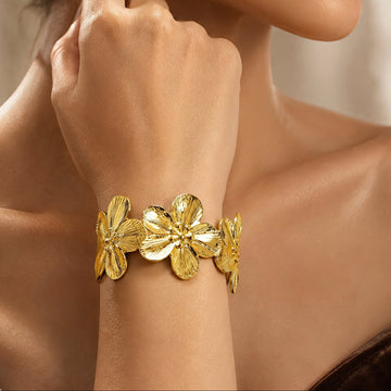 PRAO Bracelet Anti-Tarnish Gold Plated Bangle (Adjustable Size)