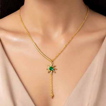 PRAO Necklace Anti-Tarnish Gold Plated Crystal Set With Earrings