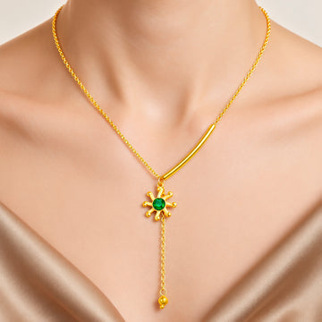 PRAO Necklace Anti-Tarnish Mini Crystal Sun Pendant