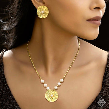 PRAO Necklace Anti-Tarnish Golden Set With Earrings