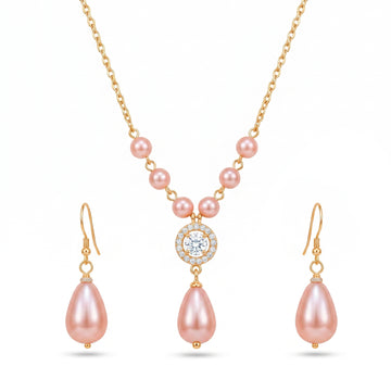 PRAO Necklace Anti-Tarnish Pearl Set With Earrings