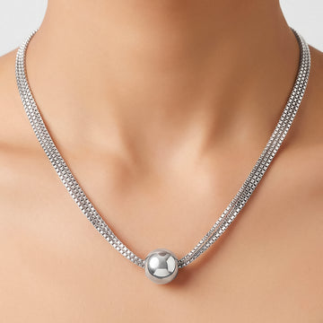 PRAO Necklace Anti-Tarnish Silver Plated Box Chain