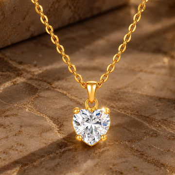 PRAO Necklace Anti-Tarnish Solitaire Heart Pendant