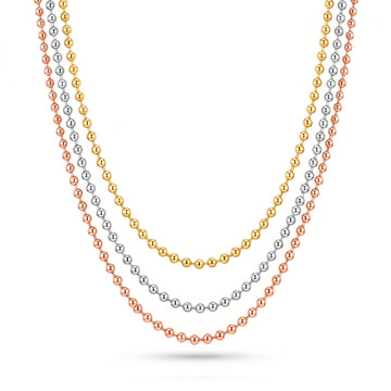 PRAO Necklace Anti-Tarnish Gold, Rose Gold & Silver Triple Layer Chain Set