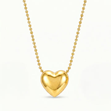 PRAO Necklace Anti-Tarnish Puffy Heart Pendant