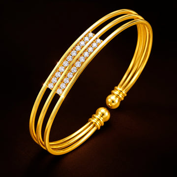PRAO Bracelet Anti-Tarnish Triple Line Bangle (Adjustable Size)