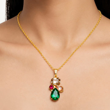 PRAO Necklace Anti-Tarnish Multicoloured Crystals