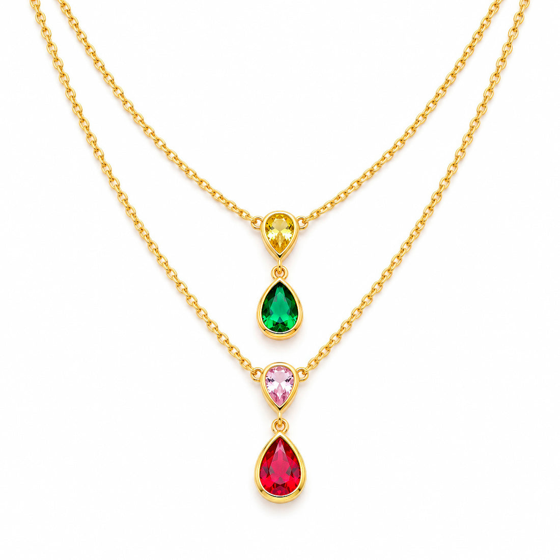 PRAO Necklace Anti-Tarnish Multilayered & Multicoloured Crystals Set
