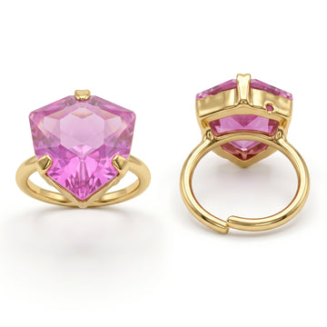 PRAO Ring Anti-Tarnish Purple Trillion Stone (Adjustable Size)