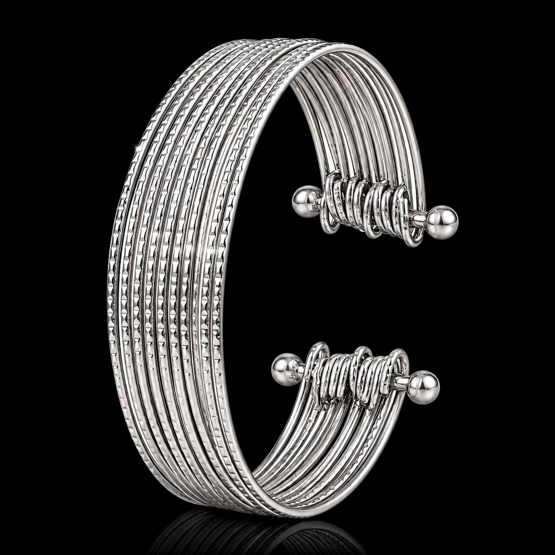 PRAO Bracelet Anti-Tarnish Silver Plated Openable Bangle (Adjustable Size)