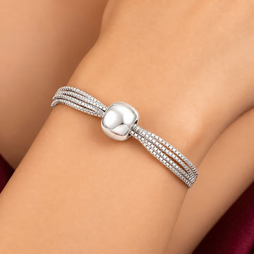 PRAO Bracelet Anti-Tarnish Silver Multilayered Box Chain (Adjustable Size)