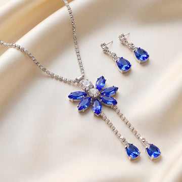 PRAO Necklace Anti-Tarnish Rhinestone Set With Earrings