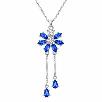 PRAO Necklace Anti-Tarnish Rhinestone Chain Flower Lariat
