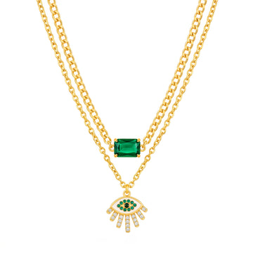 PRAO Necklace Anti-Tarnish Double Layer Evil Eye