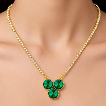 PRAO Necklace Anti-Tarnish Club-Shaped Crystal Pendant
