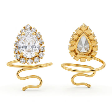 PRAO Ring Anti-Tarnish Pear Cut Crystal Openable Snake (Adjustable Size)