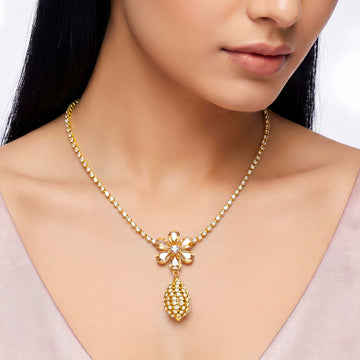 PRAO Necklace Anti-Tarnish Drop Flower Crystal