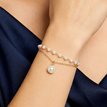 PRAO Bracelet Anti-Tarnish Double Layer Pearl Charm (Adjustable Size)