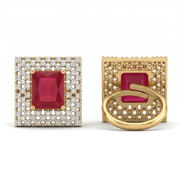PRAO Ring Anti-Tarnish Ruby Crystal Statement (Adjustable Size)