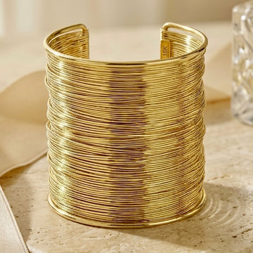 PRAO Bracelet Anti-Tarnish Gold Plated Wired Bangle (Adjustable Size)