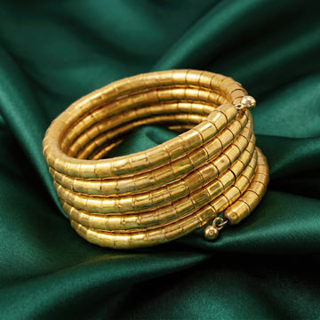 PRAO Bracelet Anti-Tarnish Golden Multi Strand Cuff (Adjustable Size)