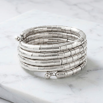 PRAO Bracelet Anti-Tarnish Silver Multi Strand Cuff (Adjustable Size)