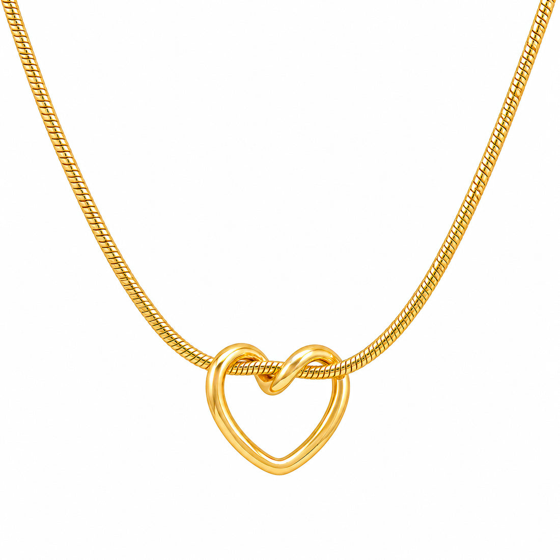 PRAO Necklace Anti-Tarnish Gold Plated Heart Pendant Chain Set