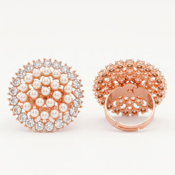 PRAO Ring Anti-Tarnish Pearl Cluster Halo (Adjustable Size)