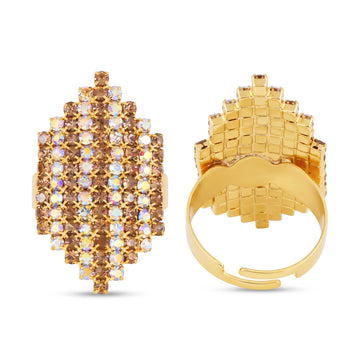 PRAO Ring Anti-Tarnish Diamond Shield Crystal (Adjustable Size)