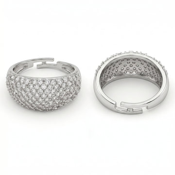 PRAO Ring Anti-Tarnish Crystal Dome Band (Adjustable Size)