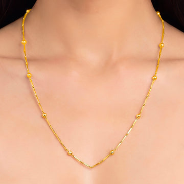PRAO Necklace Anti-Tarnish Gold Plated Spacer Beaded Chain