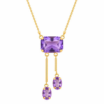 PRAO Necklace Anti-Tarnish Purple Crystals
