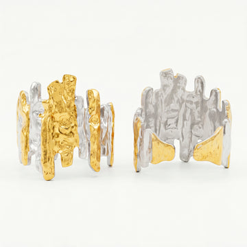 PRAO Ring Anti-Tarnish Abstract Tree Bark Statement (Adjustable Size)