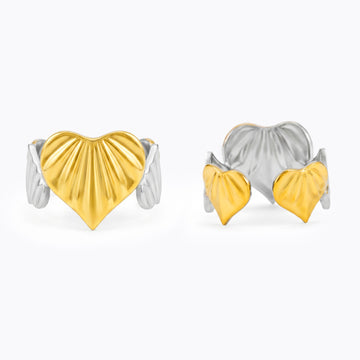 PRAO Ring Anti-Tarnish Textured Heart (Adjustable Size)