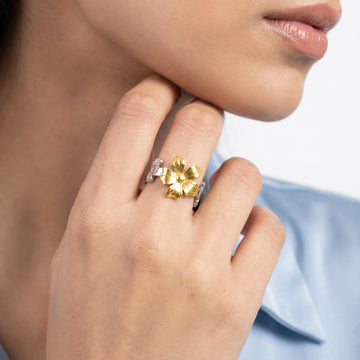 PRAO Ring Anti-Tarnish Five Petal Flower (Adjustable Size)