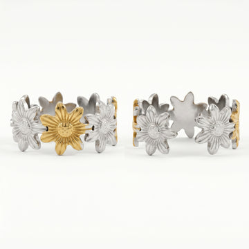 PRAO Ring Anti-Tarnish Sunflower Band (Adjustable Size)