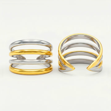 PRAO Ring Anti-Tarnish Stacked Dual-Tone (Adjustable Size)