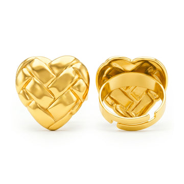 PRAO Ring Anti-Tarnish Basket Weave Heart (Adjustable Size)