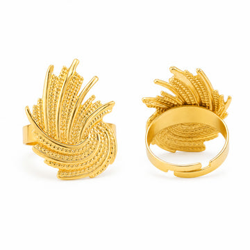 PRAO Ring Anti-Tarnish Textured Swirl Wing (Adjustable Size)