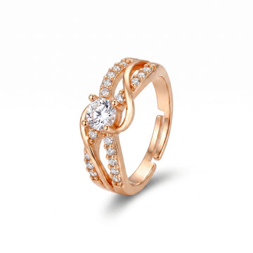 PRAO Ring Anti-Tarnish Infinity Solitaire Crystal (Adjustable Size)