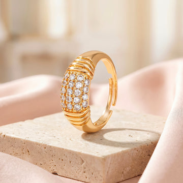 PRAO Ring Anti-Tarnish Pavé Cluster Statement (Adjustable Size)